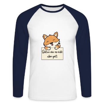 Fuchs lustiger Spruch humor Gefängnisbild - Unisex Baseballshirt langarm - Weiß/Navy - Vorne - Nik (191cm)