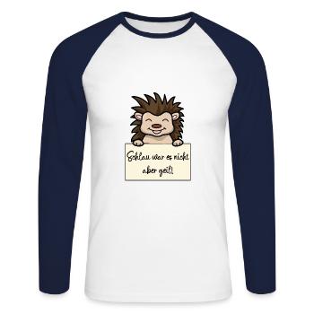 Igel lustiger Spruch humor Gefängnisbild - Unisex Baseballshirt langarm - Weiß/Navy - Vorne - Nik (191cm)
