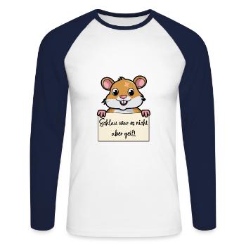 Hamster lustiger Spruch humor Gefängnisbild - Unisex Baseballshirt langarm - Weiß/Navy - Vorne - Nik (191cm)