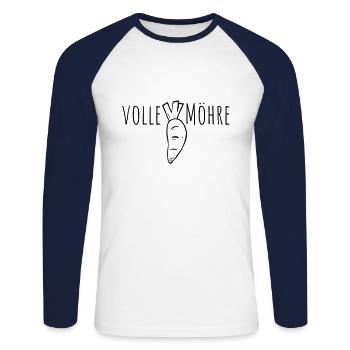 volle möhre - Unisex Baseballshirt langarm - Weiß/Navy - Vorne - Nik (191cm)