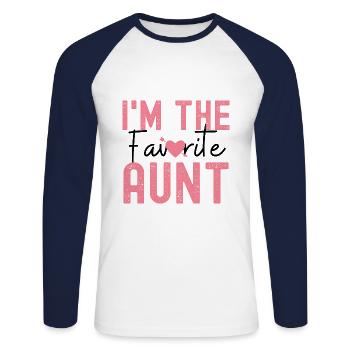 aunt - Unisex Long Sleeve Baseball T-Shirt - white/navy - Front - Nik (191cm)