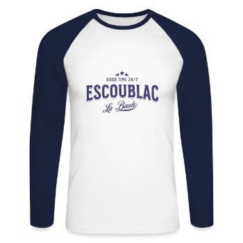 Escoublac Good Time 24 7 La Baule blanc - T-shirt baseball manches longues Homme - blanc/marine - Devant - Nik (191cm)