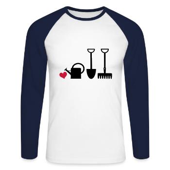 Gärtnerherz2 - Unisex Long Sleeve Baseball T-Shirt - white/navy - Front - Nik (191cm)