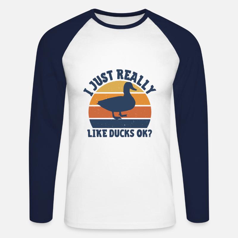 Ente - Unisex Baseballshirt langarm - Weiß/Navy