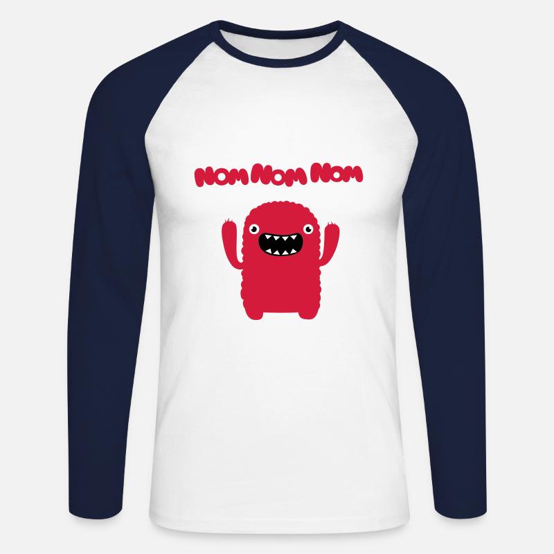 Om nom nom nom - Unisex Baseballshirt langarm - Weiß/Navy