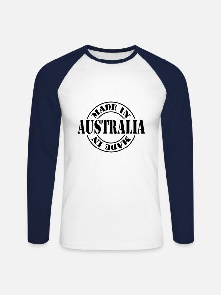 made in australia m1k2 - Unisex Long Sleeve Baseball T-Shirt - white/navy