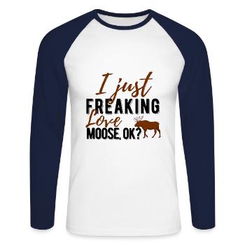 elk - Unisex Long Sleeve Baseball T-Shirt - white/navy - Front - Nik (191cm)