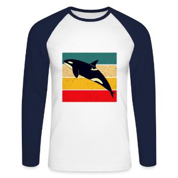 Orca - T-shirt baseball manches longues Homme - blanc/marine - Devant - Nik (191cm)