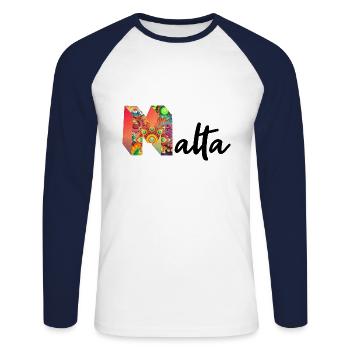 Malta - Unisex Baseballshirt langarm - Weiß/Navy - Vorne - Nik (191cm)