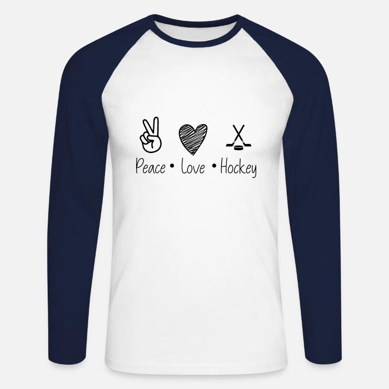 Eishockey - Unisex Baseballshirt langarm - Weiß/Navy