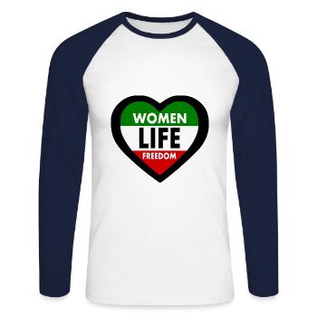 Women life freedom - Unisex Baseballshirt langarm - Weiß/Navy - Vorne - Nik (191cm)