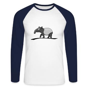 Cadeau de bande dessinée de chemise de partenaire animal Tapir parents - T-shirt baseball manches longues Homme - blanc/marine - Devant - Nik (191cm)