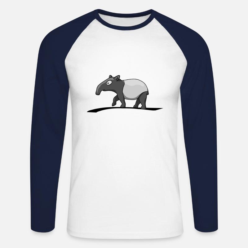 Tapir Eltern Tier Partnershirt comic Geschenk - Unisex Baseballshirt langarm - Weiß/Navy