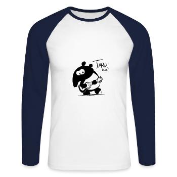 Musikalischer Schabrackentapir Tapir mit Ukulele - Unisex Baseballshirt langarm - Weiß/Navy - Vorne - Nik (191cm)