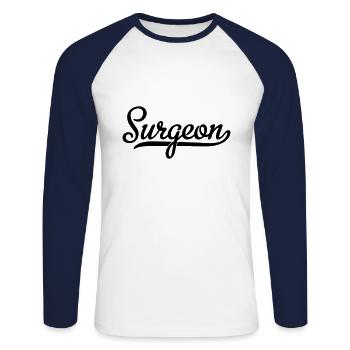 surgeon - Unisex Long Sleeve Baseball T-Shirt - white/navy - Front - Nik (191cm)