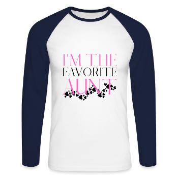 aunt - Unisex Long Sleeve Baseball T-Shirt - white/navy - Front - Nik (191cm)