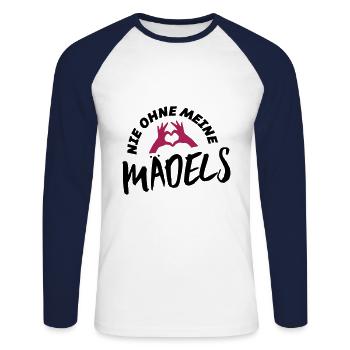 Never without my girls' heart hand - Unisex Long Sleeve Baseball T-Shirt - white/navy - Front - Nik (191cm)