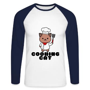 Cooking cat - Unisex Long Sleeve Baseball T-Shirt - white/navy - Front - Nik (191cm)