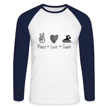 nager - T-shirt baseball manches longues Homme - blanc/marine - Devant - Nik (191cm)