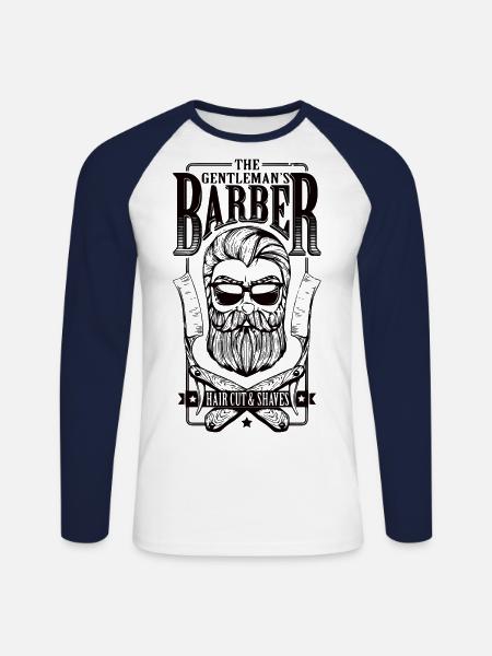 Frisör - Unisex Baseballshirt langarm - Weiß/Navy