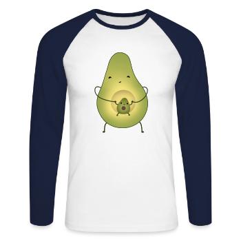 Avocat maman et bébé - T-shirt baseball manches longues Homme - blanc/marine - Devant - Nik (191cm)