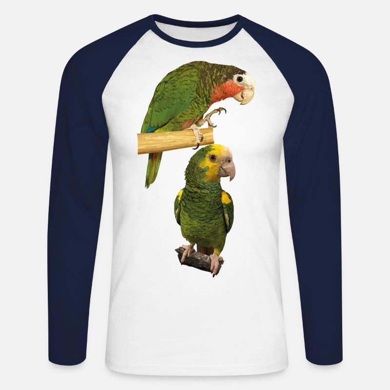 Amazonas-Papageien - Unisex Baseballshirt langarm - Weiß/Navy