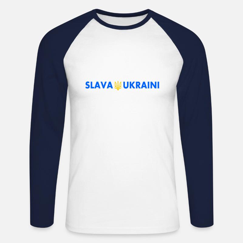 Slava ukraini - Unisex Baseballshirt langarm - Weiß/Navy