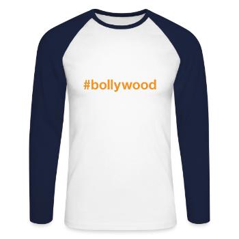 BOLLYWOOD Hashtag - Unisex Baseballshirt langarm - Weiß/Navy - Vorne - Nik (191cm)