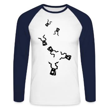 Icône d’icône de badge - T-shirt baseball manches longues Homme - blanc/marine - Devant - Nik (191cm)
