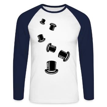 Cylindre de toilettage - T-shirt baseball manches longues Homme - blanc/marine - Devant - Nik (191cm)
