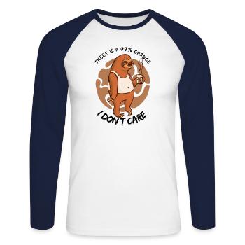 Es ist mir egal, dass das Faultier sagt - Unisex Baseballshirt langarm - Weiß/Navy - Vorne - Nik (191cm)