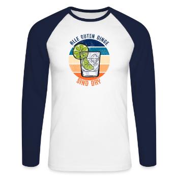 Alle Guten Dinge Sind Dry Lustiges Gin Wortspiel - Unisex Baseballshirt langarm - Weiß/Navy - Vorne - Nik (191cm)