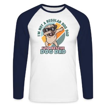 Rettungshund Ich bin kein normaler Hundevater Liebhaber - Unisex Baseballshirt langarm - Weiß/Navy - Vorne - Nik (191cm)