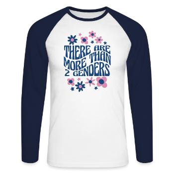 Il y a plus de 2 genres LGBTQ Spectrum - T-shirt baseball manches longues Homme - blanc/marine - Devant - Nik (191cm)