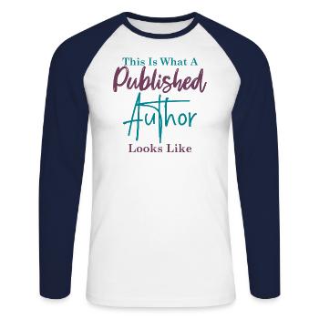 This Is What A Published Author Looks Like - Unisex Long Sleeve Baseball T-Shirt - white/navy - Front - Nik (191cm)
