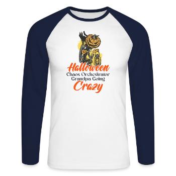 Best Halloween Grandpa Grandfather - Unisex Long Sleeve Baseball T-Shirt - white/navy - Front - Nik (191cm)