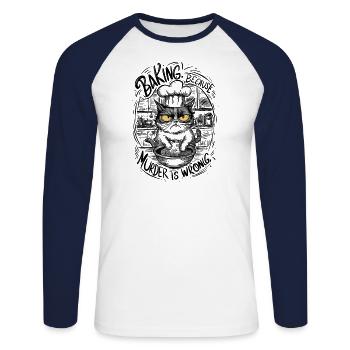Cuisiner parce que le meurtre est mal - T-shirt baseball manches longues Homme - blanc/marine - Devant - Nik (191cm)