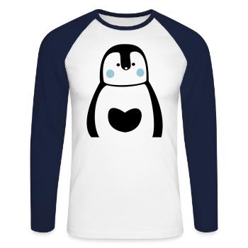 sweet penguin penguin lover penguin fan gift - Unisex Long Sleeve Baseball T-Shirt - white/navy - Front - Nik (191cm)