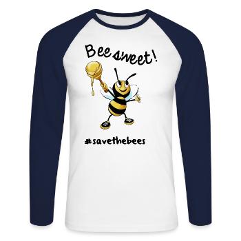 Bees7 - Les abeilles sucrées | sauver les abeilles - T-shirt baseball manches longues Homme - blanc/marine - Devant - Nik (191cm)