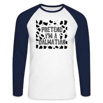 Halloween Dalmatian Dog Costume Dog Owner - T-shirt baseball manches longues Homme - blanc/marine - Devant - Nik (191cm)