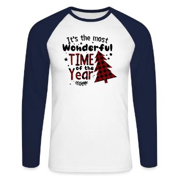 It's The Most Wonderful Time Of The Year - Unisex Baseballshirt langarm - Weiß/Navy - Vorne - Nik (191cm)