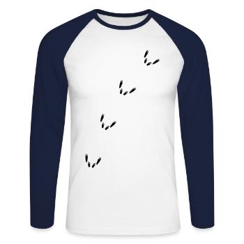 Écureuils écureuil trace rongeur traces arbre - T-shirt baseball manches longues Homme - blanc/marine - Devant - Nik (191cm)