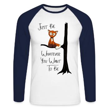 kleiner Fuchs wie Eule sei du selbst cool Geschenk - Unisex Baseballshirt langarm - Weiß/Navy - Vorne - Nik (191cm)