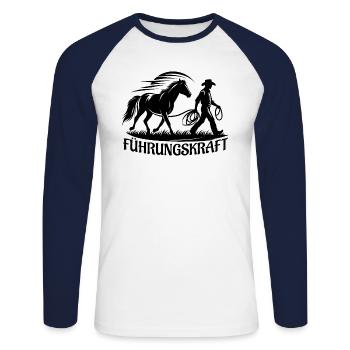 Führungskraft Pferd Reiten Geschenkidee Lustig - Unisex Baseballshirt langarm - Weiß/Navy - Vorne - Nik (191cm)