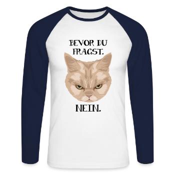 Grumpy Cat - Before you ask_No - P. - Unisex Long Sleeve Baseball T-Shirt - white/navy - Front - Nik (191cm)