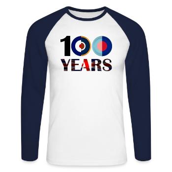 100YEARSRAF/ - T-shirt baseball manches longues Homme - blanc/marine - Devant - Nik (191cm)