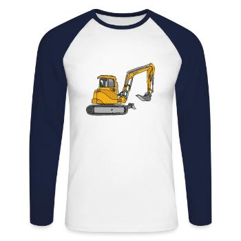 Pelleteuse - T-shirt baseball manches longues Homme - blanc/marine - Devant - Nik (191cm)