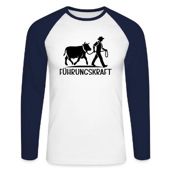 Führungskraft Kühe Landwirt Bauer Geschenkidee - Unisex Baseballshirt langarm - Weiß/Navy - Vorne - Nik (191cm)