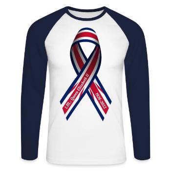 Solidarité Mort Elizabeth II Ruban de paix - T-shirt baseball manches longues Homme - blanc/marine - Devant - Nik (191cm)