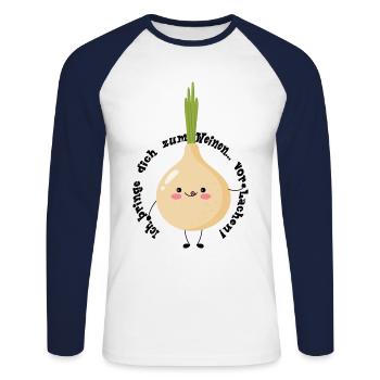I'll make you cry... with laughter! - Unisex Long Sleeve Baseball T-Shirt - white/navy - Front - Nik (191cm)